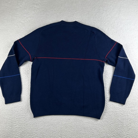 Vintage CB Sports Sweater Mens Large Navy Blue Knit Crewneck Stripe 90s Retro - Picture 10 of 14
